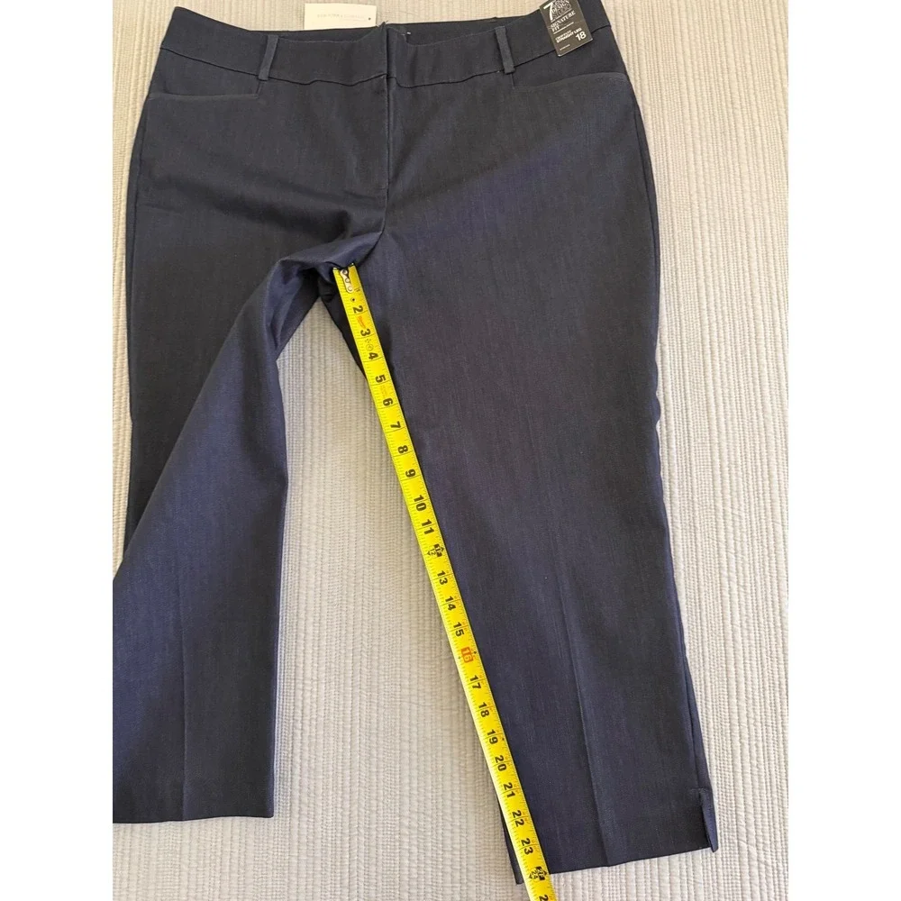 New York &‎ Company 7th Avenue Signature Fit Crop Pant Straight Leg Navy Blue 18